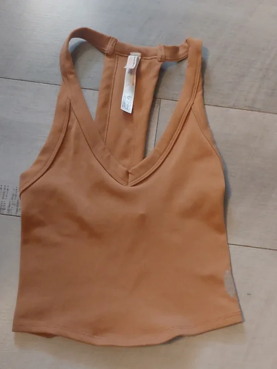 FP Movement Tan V-Neck Racerback Bralette Tank Washed Once Never Worn Size XS/S - Picture 1 of 4